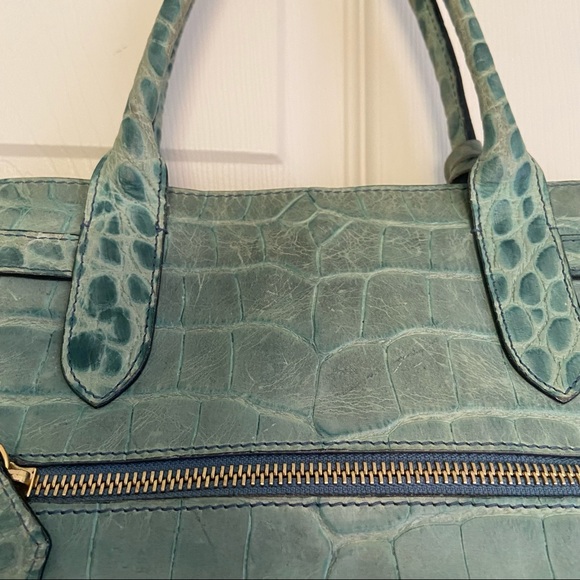 DOONEY & BOURKE Teal Leather Top Handle Bag Y2K - Picture 6 of 16